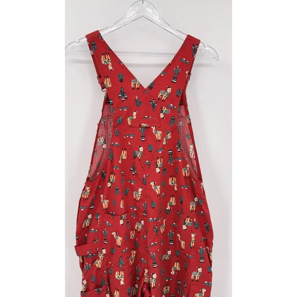 Duluth Trading Co Red Llama Cactus Heirloom Gardening Bib Overalls Small 29 - Picture 7 of 15
